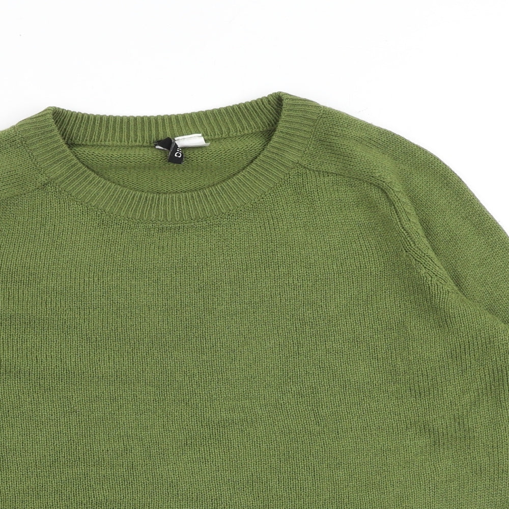 H&M Womens Green Round Neck Acrylic Pullover Jumper Size S