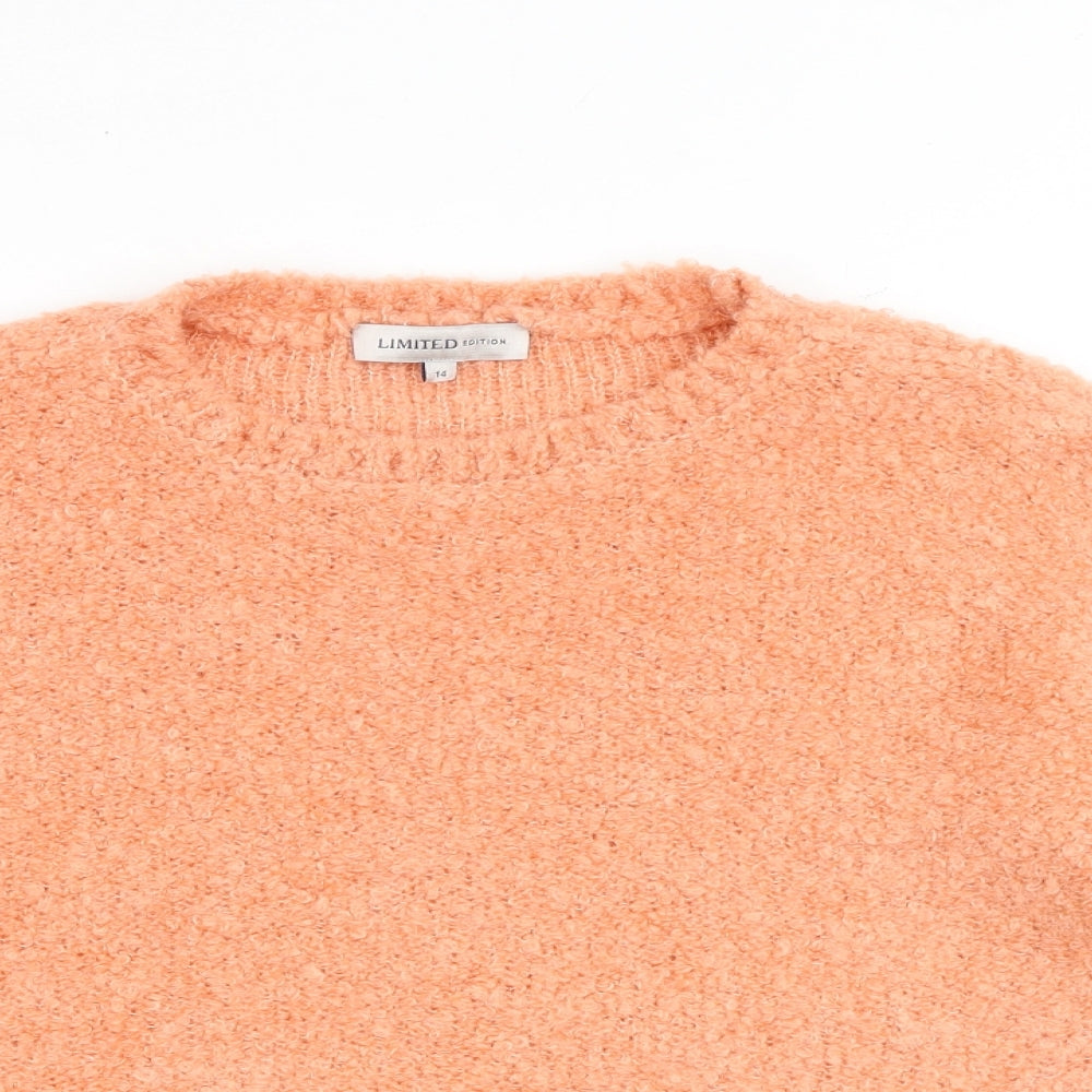 Limited Edition Womens Pink Round Neck Acrylic Pullover Jumper Size 14