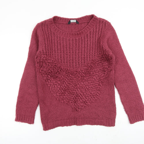 Miss Selfridge Womens Pink Round Neck Acrylic Pullover Jumper Size 6