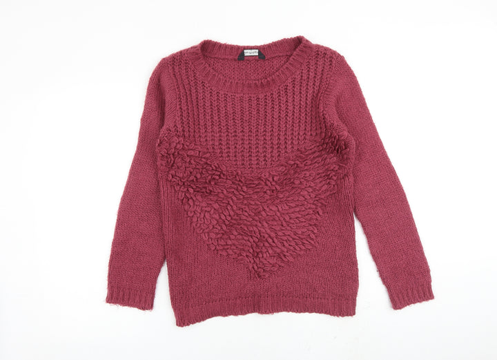 Miss Selfridge Womens Pink Round Neck Acrylic Pullover Jumper Size 6