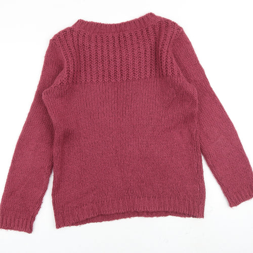 Miss Selfridge Womens Pink Round Neck Acrylic Pullover Jumper Size 6