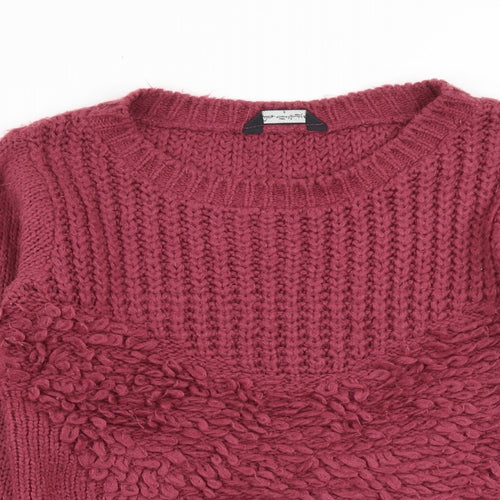 Miss Selfridge Womens Pink Round Neck Acrylic Pullover Jumper Size 6
