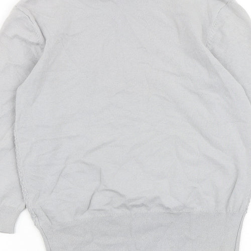 Oasis Womens Grey Boat Neck 100% Cotton Pullover Jumper Size S