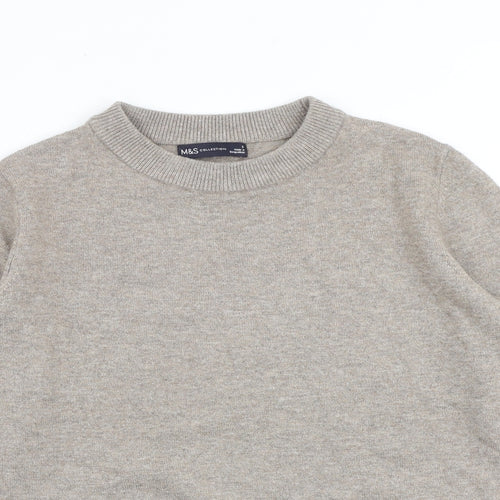 Marks and Spencer Womens Grey Round Neck Polyester Pullover Jumper Size S