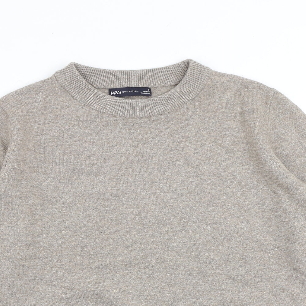 Marks and Spencer Womens Grey Round Neck Polyester Pullover Jumper Size S