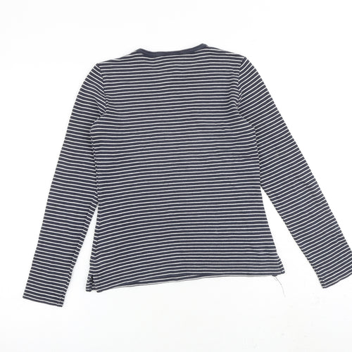 NEXT Womens Blue Striped 100% Cotton Basic T-Shirt Size 10 Round Neck