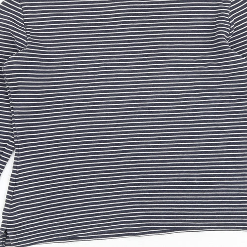 NEXT Womens Blue Striped 100% Cotton Basic T-Shirt Size 10 Round Neck