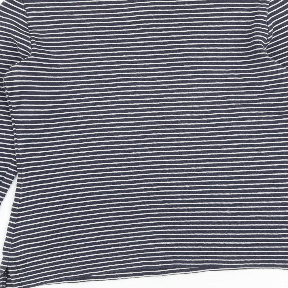 NEXT Womens Blue Striped 100% Cotton Basic T-Shirt Size 10 Round Neck