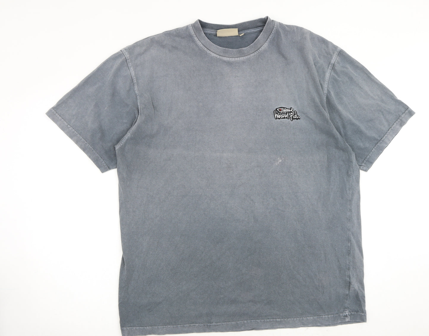 Weird Fish Mens Grey Cotton T-Shirt Size L Crew Neck