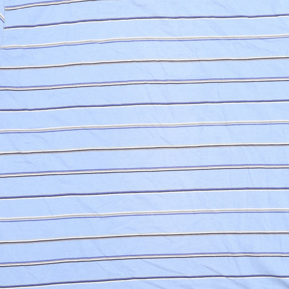 Marks and Spencer Mens Blue Striped Cotton T-Shirt Size XL V-Neck