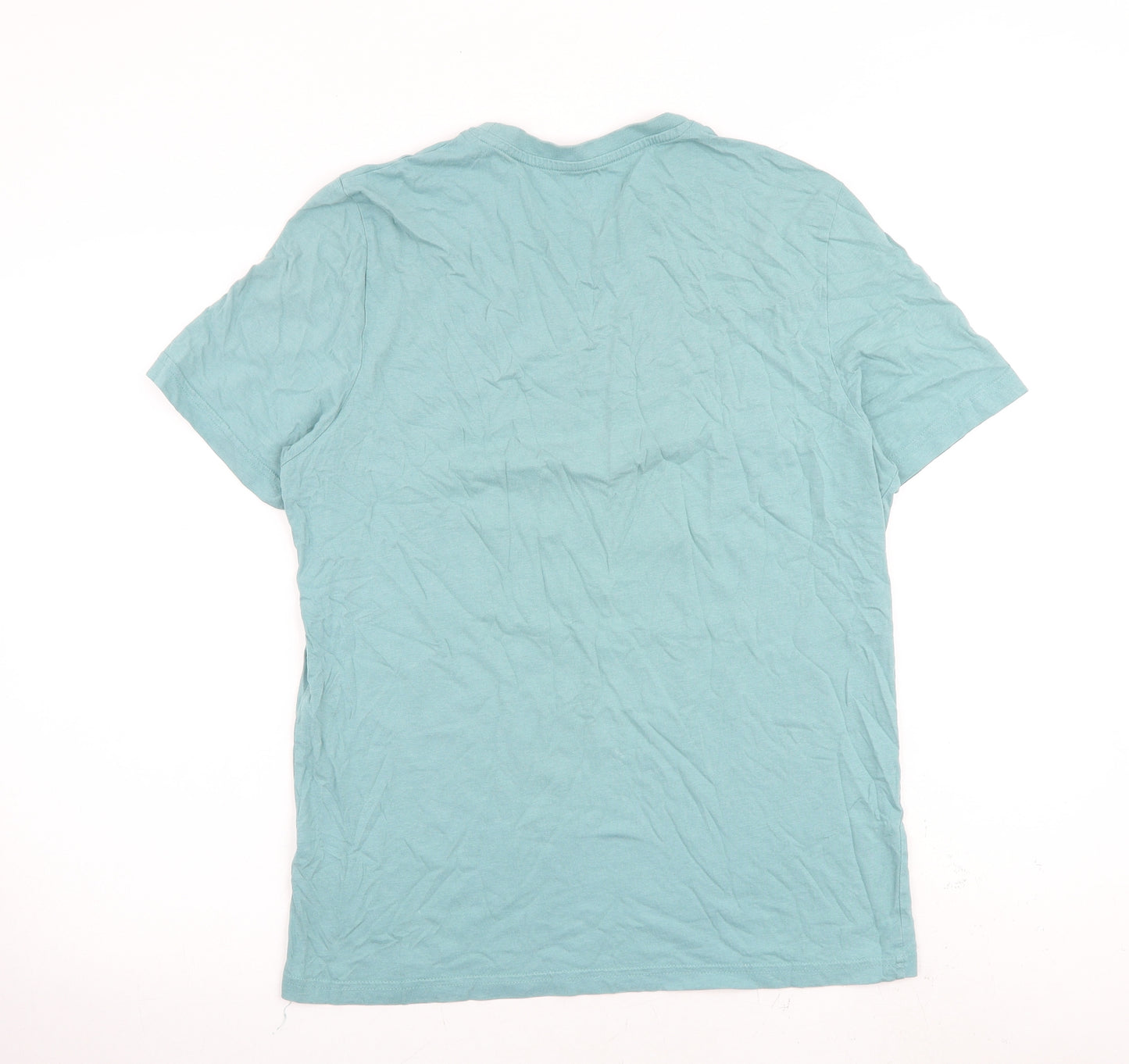 Marks and Spencer Mens Blue Cotton T-Shirt Size M Crew Neck