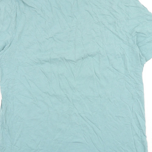 Marks and Spencer Mens Blue Cotton T-Shirt Size M Crew Neck