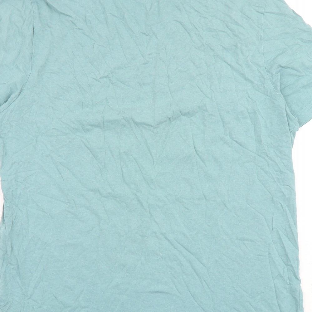 Marks and Spencer Mens Blue Cotton T-Shirt Size M Crew Neck