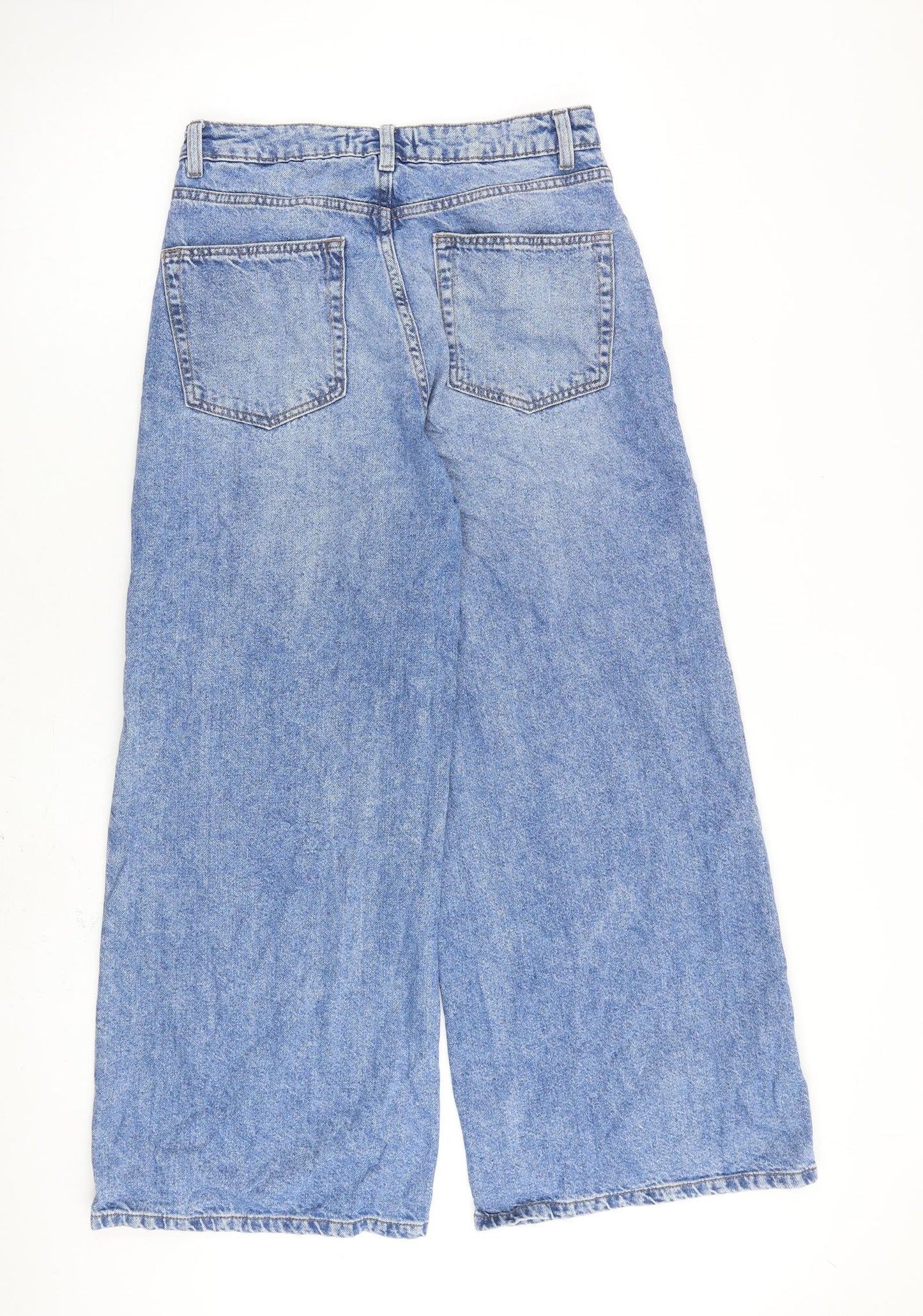 Denim & Co. Womens Blue Cotton Wide-Leg Jeans Size 8 L27 in Regular Zip