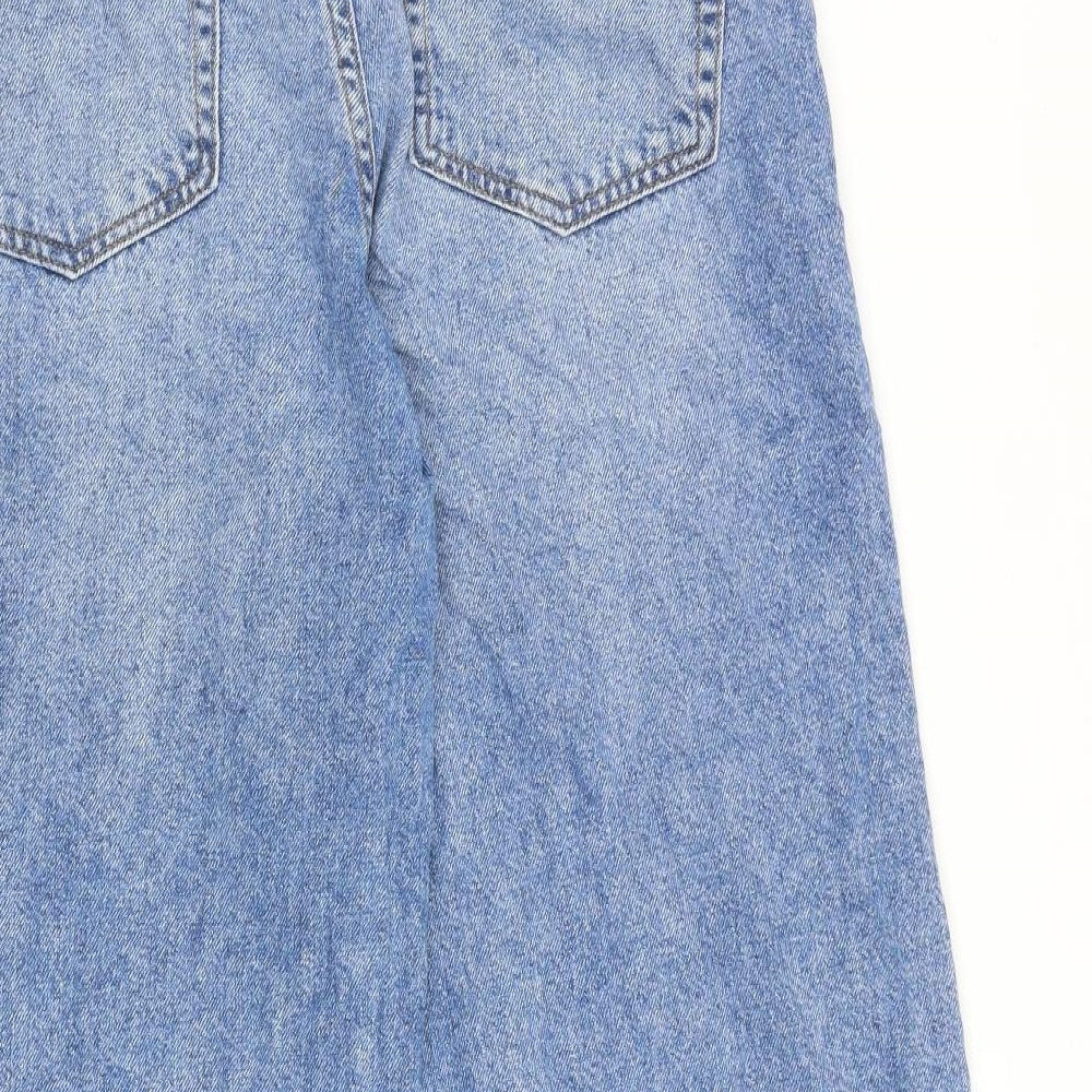 Denim & Co. Womens Blue Cotton Wide-Leg Jeans Size 8 L27 in Regular Zip