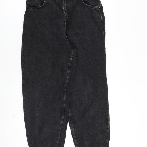 Bershka Womens Black Cotton Mom Jeans Size 26 in L26 in Regular Zip