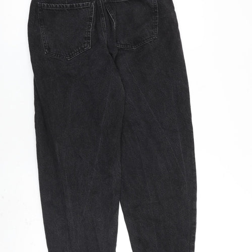 Bershka Womens Black Cotton Mom Jeans Size 26 in L26 in Regular Zip