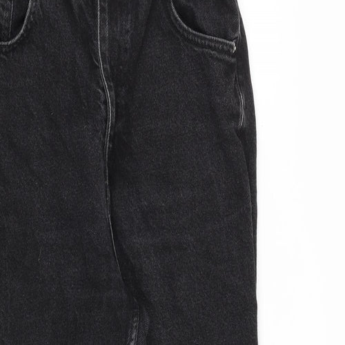 Bershka Womens Black Cotton Mom Jeans Size 26 in L26 in Regular Zip