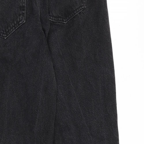 Bershka Womens Black Cotton Mom Jeans Size 26 in L26 in Regular Zip