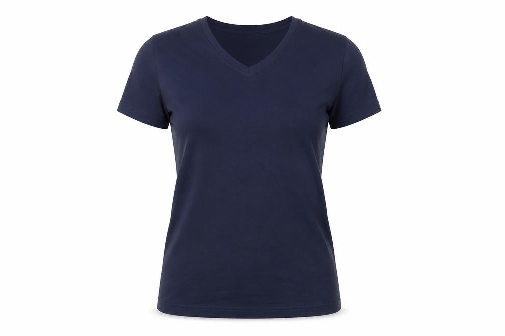 Front view of Urban Heritage women’s blue cotton basic tank, size S, v-neck