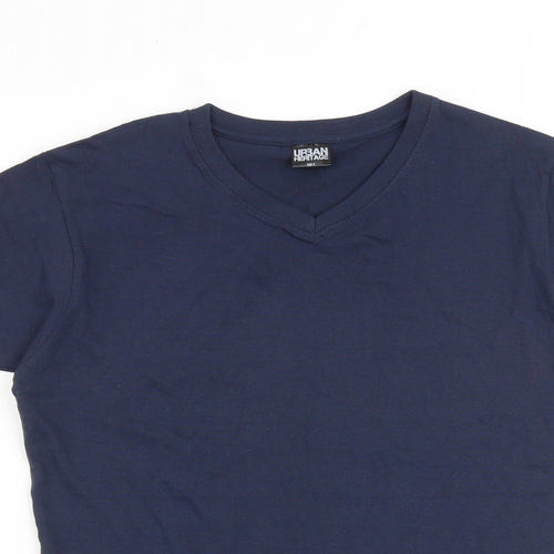 Urban Heritage Womens Blue Cotton Basic Tank Size S V-Neck