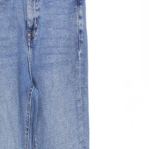 New Look Womens Blue Cotton Skinny Jeans Size 6 L26 in Regular Zip - Raw Hem