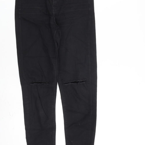 Zara Womens Black Cotton Skinny Jeans Size 6 L27 in Slim Zip - Raw Hem