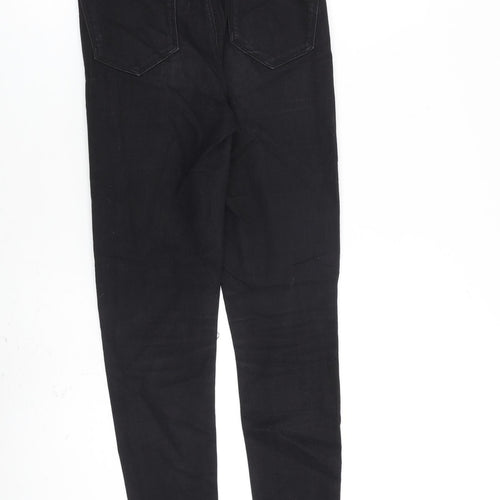 Zara Womens Black Cotton Skinny Jeans Size 6 L27 in Slim Zip - Raw Hem