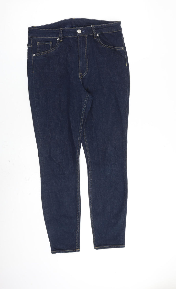H&M Womens Blue Cotton Skinny Jeans Size 12 L27 in Regular Zip
