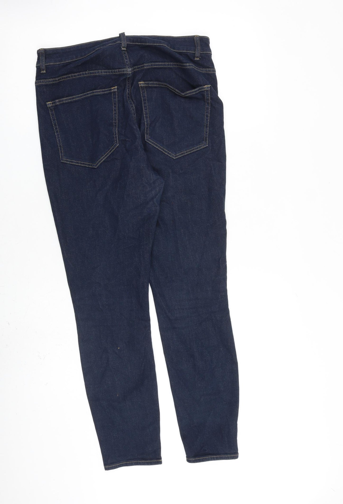 H&M Womens Blue Cotton Skinny Jeans Size 12 L27 in Regular Zip