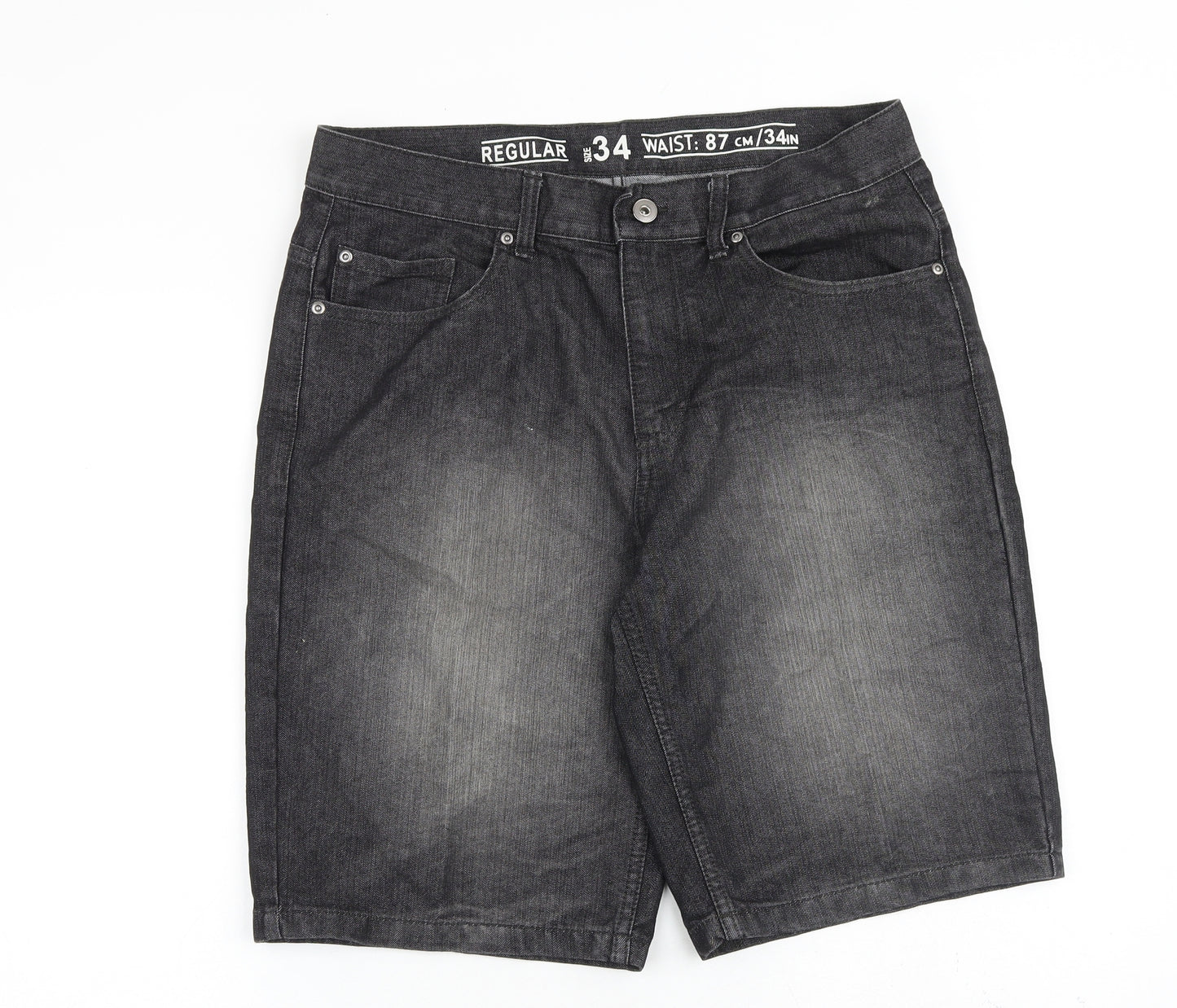 Clothing&Co Mens Black Cotton Bermuda Shorts Size 34 in L12 in Regular Zip