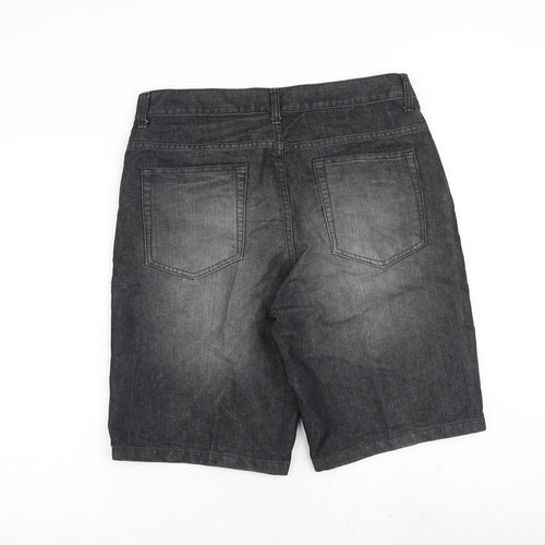 Clothing&Co Mens Black Cotton Bermuda Shorts Size 34 in L12 in Regular Zip