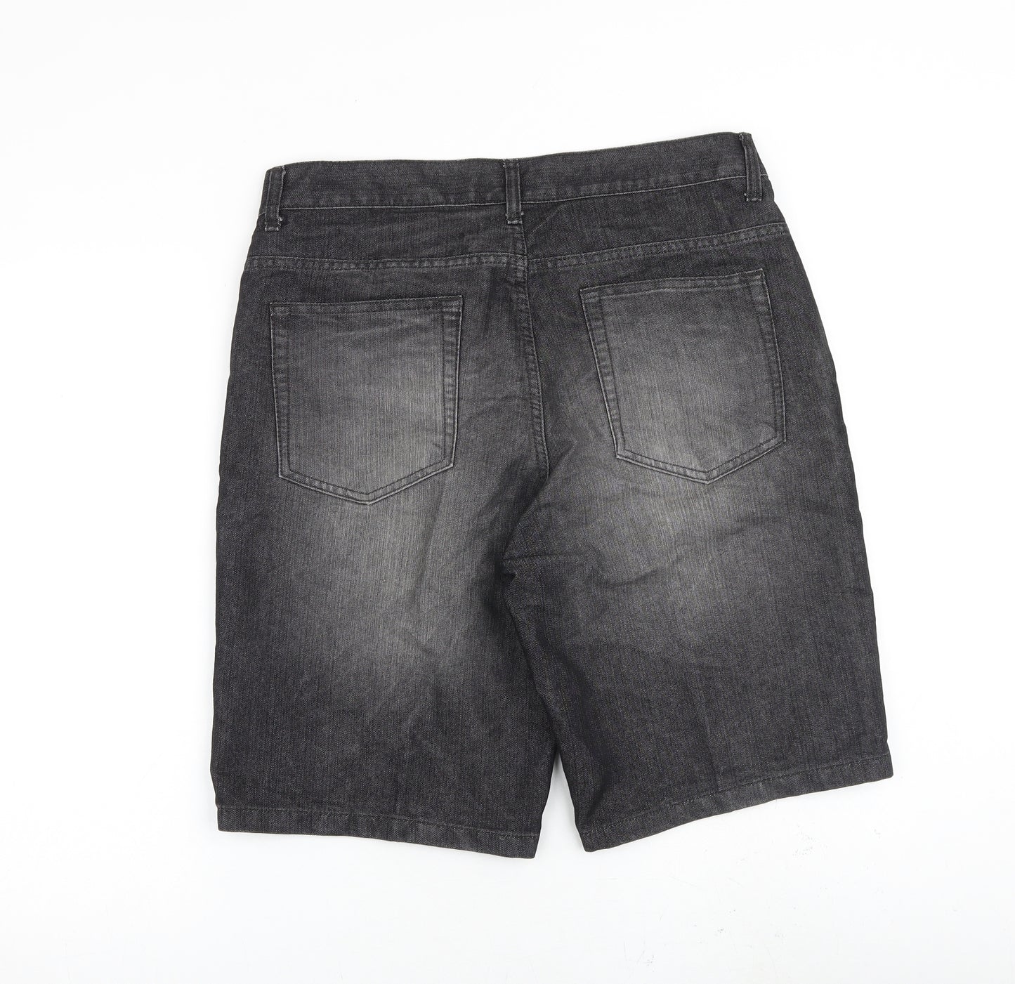 Clothing&Co Mens Black Cotton Bermuda Shorts Size 34 in L12 in Regular Zip