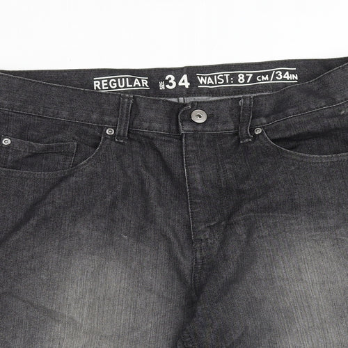 Clothing&Co Mens Black Cotton Bermuda Shorts Size 34 in L12 in Regular Zip