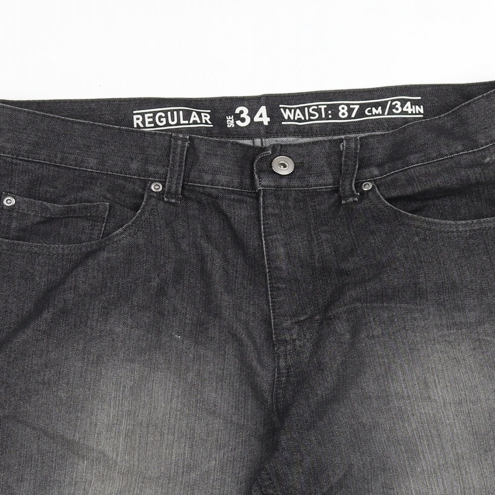 Clothing&Co Mens Black Cotton Bermuda Shorts Size 34 in L12 in Regular Zip