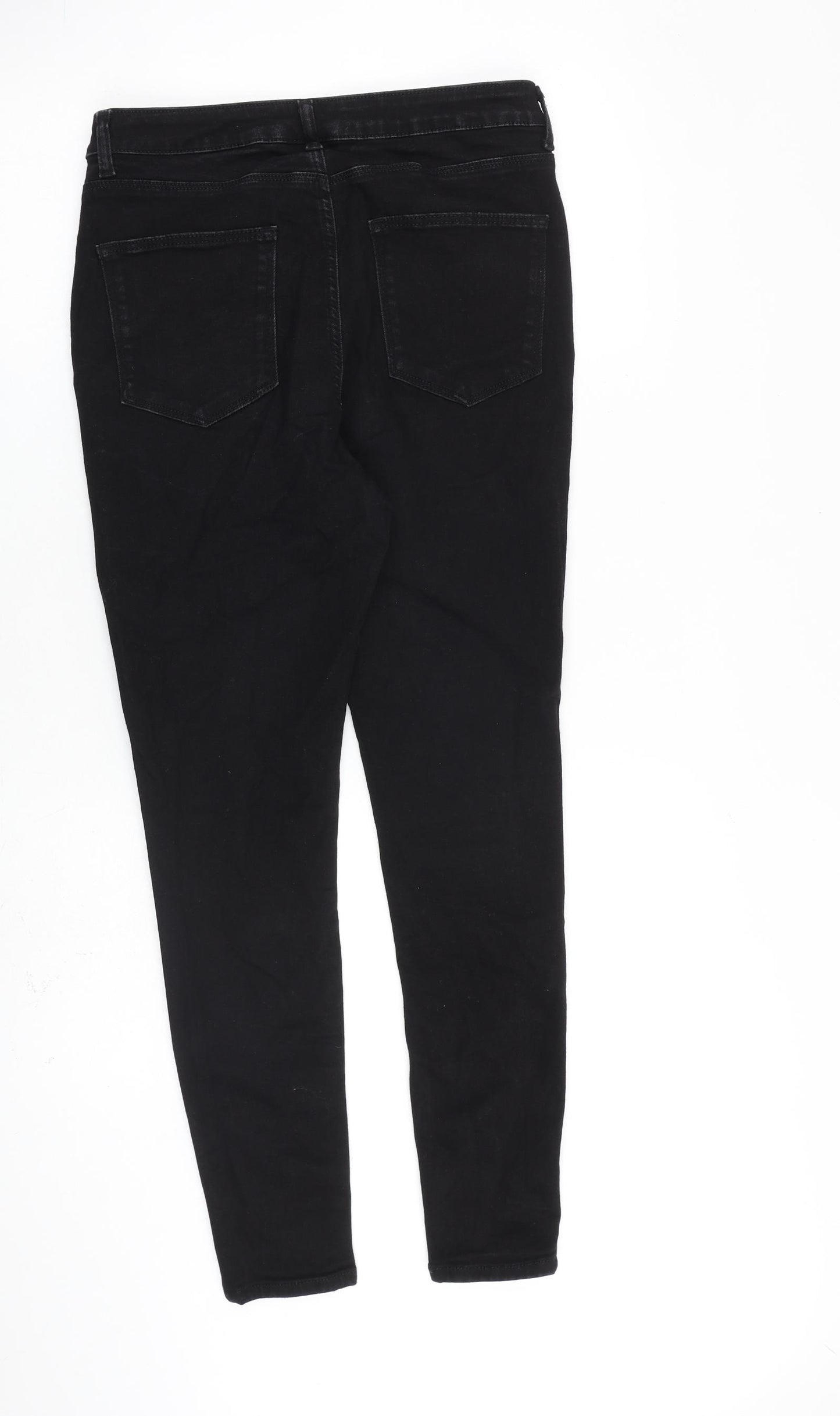 Very Womens Black Cotton Skinny Jeans Size 12 L27 in Slim Button