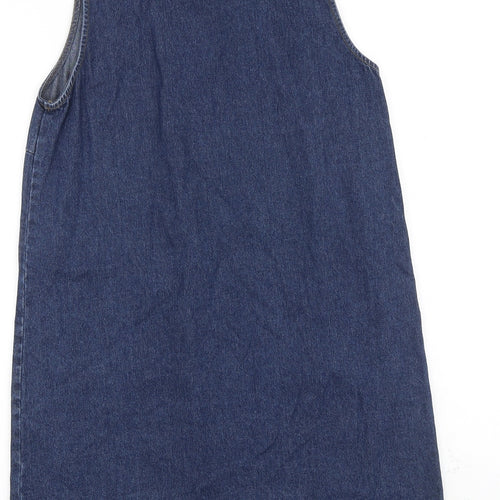 Apricot Womens Blue 100% Cotton Shirt Dress Size 12 Collared Zip