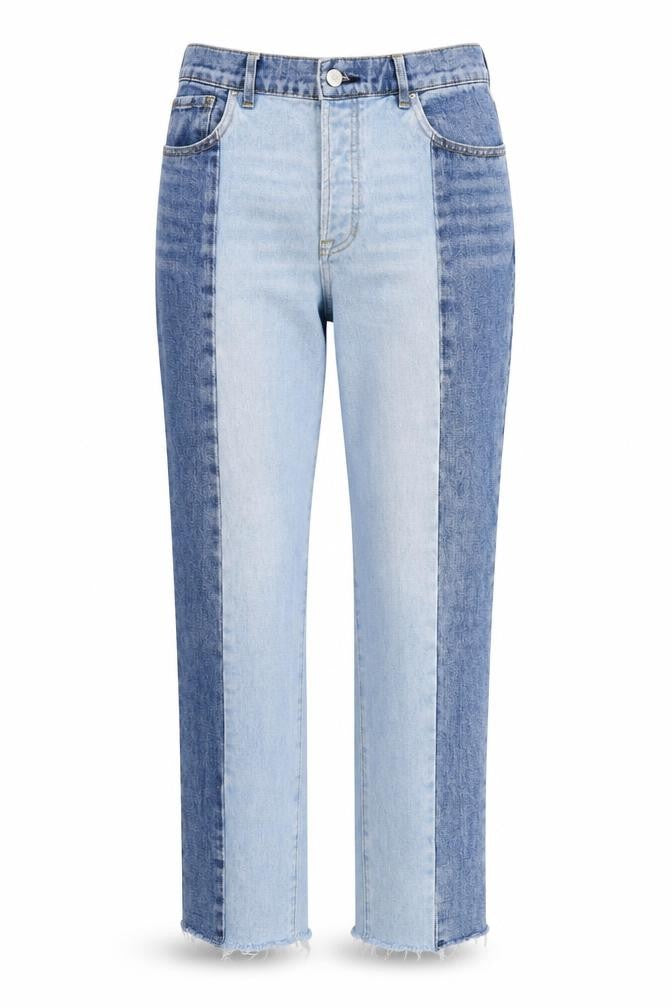 PacSun Womens Blue Cotton Straight Jeans Size 28 in L27 in Regular Zip - Raw Hem Patchwork Denim
