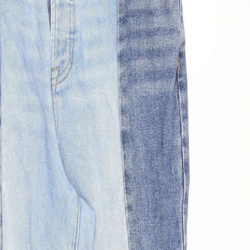 PacSun Womens Blue Cotton Straight Jeans Size 28 in L27 in Regular Zip - Raw Hem Patchwork Denim