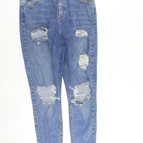 Topshop Womens Blue Cotton Skinny Jeans Size 32 in L30 in Regular Zip