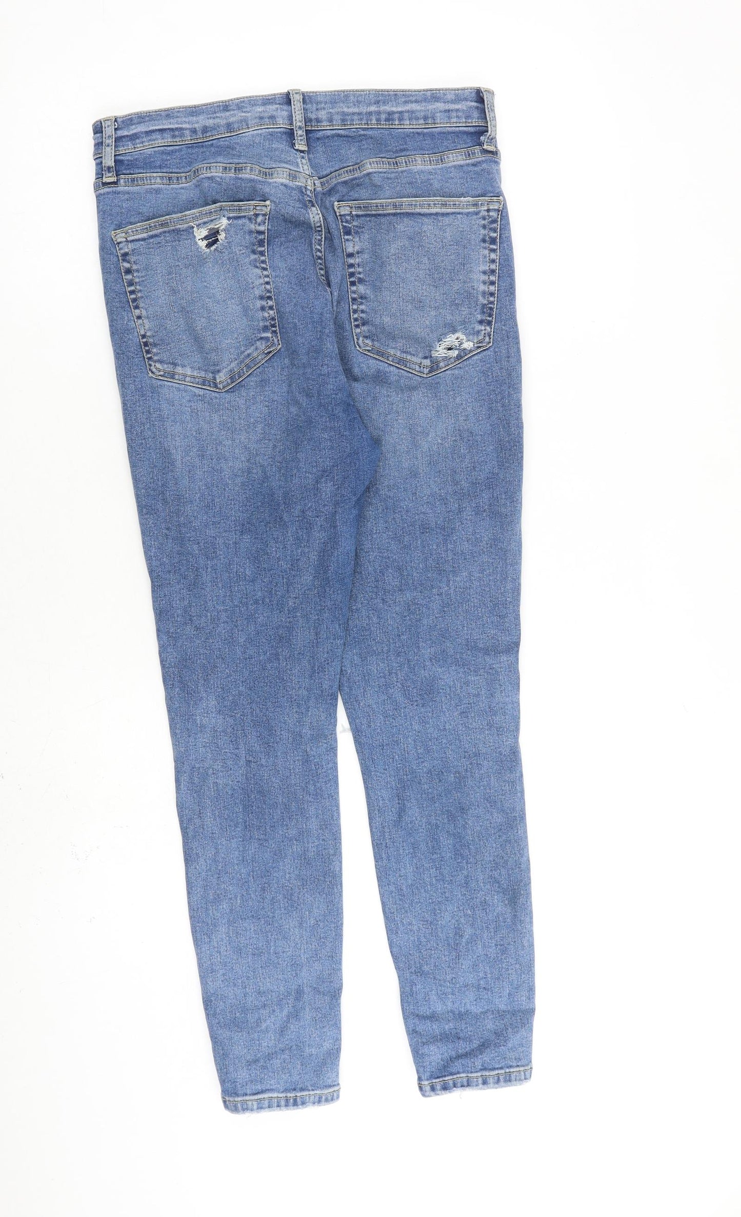 Topshop Womens Blue Cotton Skinny Jeans Size 32 in L30 in Regular Zip