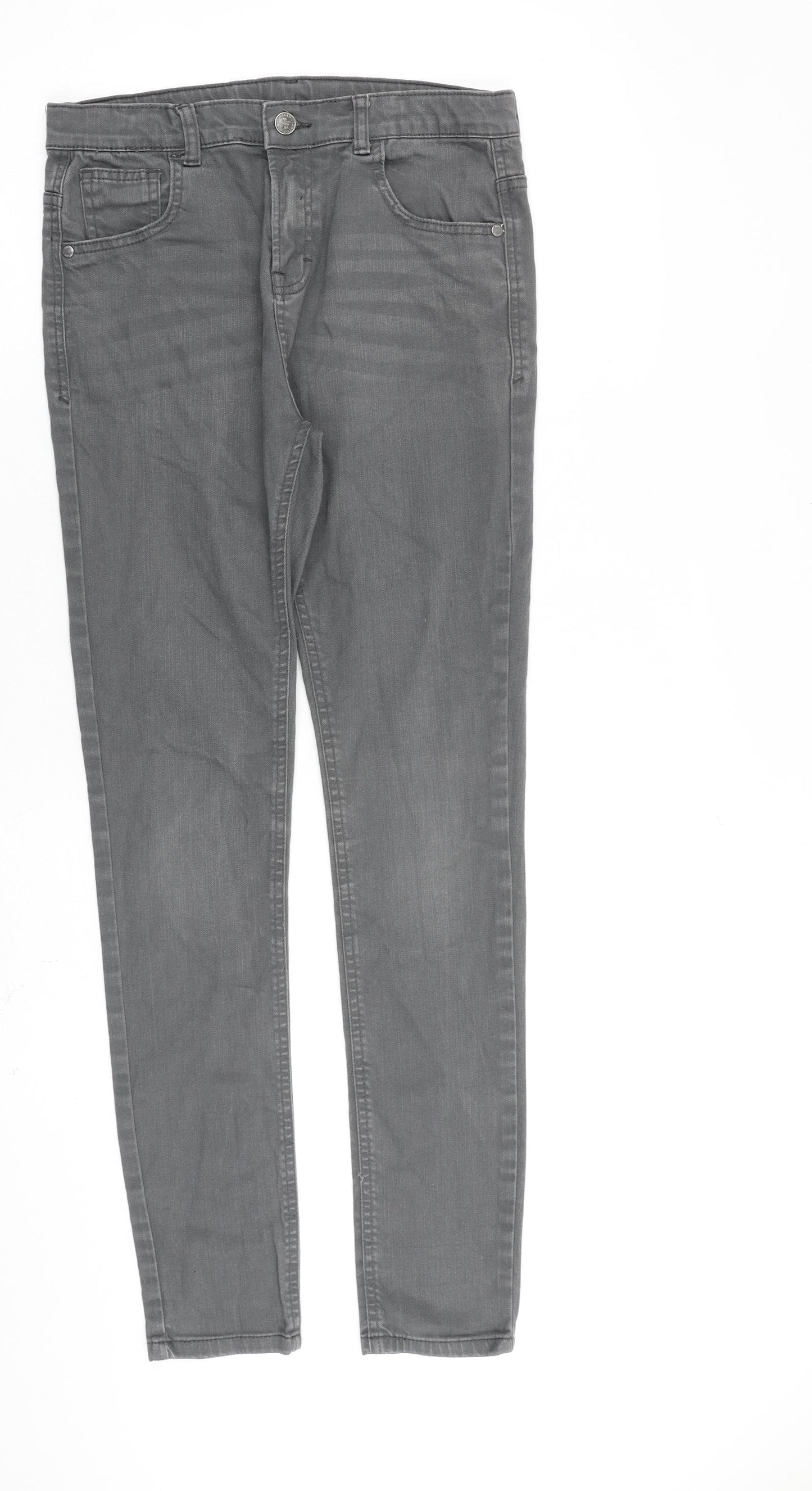 Marks and Spencer Boys Grey Cotton Skinny Jeans Size 13-14 Years L29 in Regular Zip