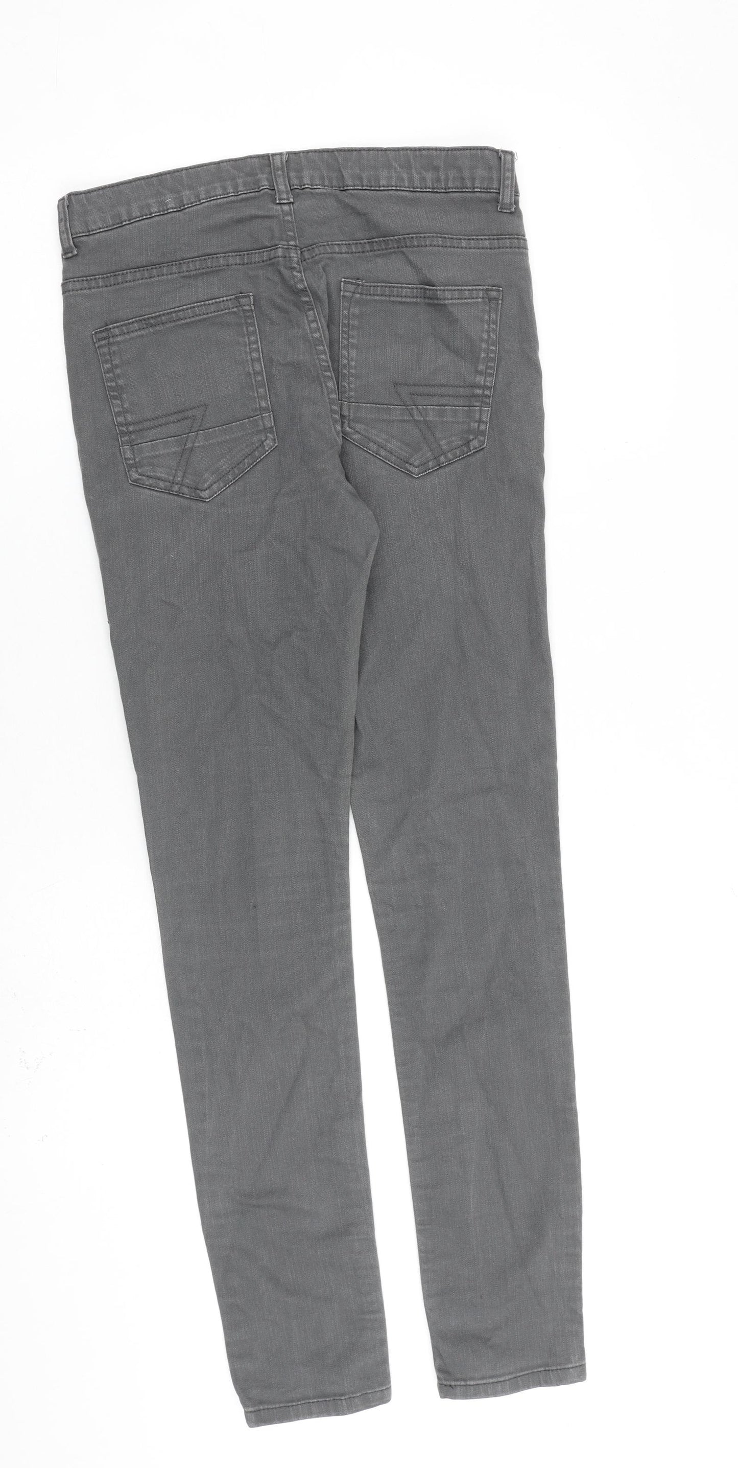 Marks and Spencer Boys Grey Cotton Skinny Jeans Size 13-14 Years L29 in Regular Zip