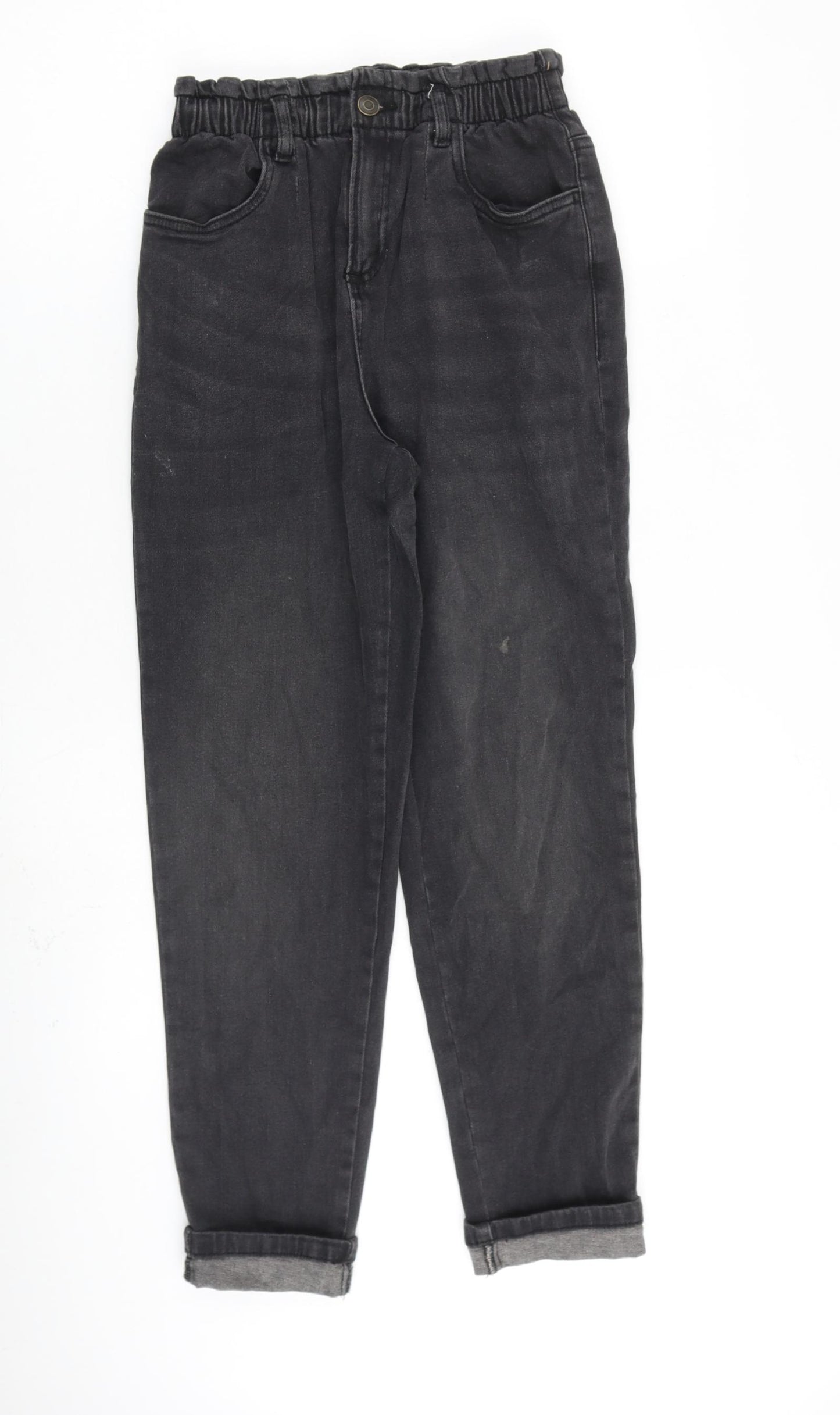 Girls Destination Girls Grey Cotton Straight Jeans Size 12-13 Years L26 in Regular Zip
