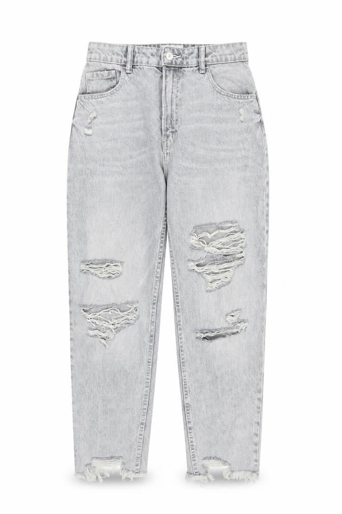 Bershka Womens Grey Cotton Straight Jeans Size 10 L27 in Regular Zip