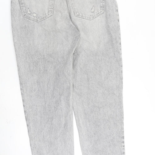 Bershka Womens Grey Cotton Straight Jeans Size 10 L27 in Regular Zip