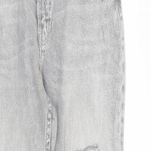 Bershka Womens Grey Cotton Straight Jeans Size 10 L27 in Regular Zip