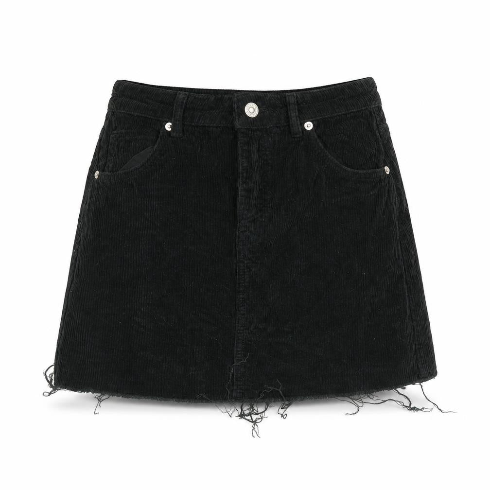Topshop Womens Black Cotton A-Line Skirt Size 8 Zip