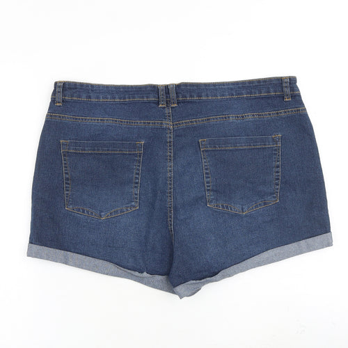 Peacocks Womens Blue Cotton Hot Pants Shorts Size 18 Regular Zip