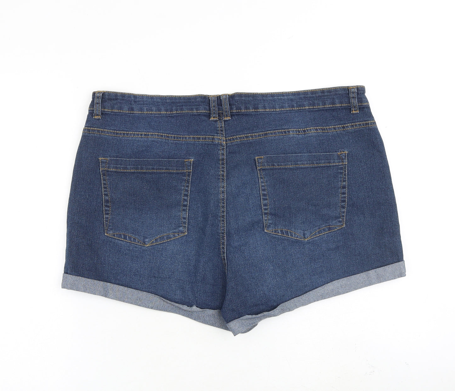 Peacocks Womens Blue Cotton Hot Pants Shorts Size 18 Regular Zip